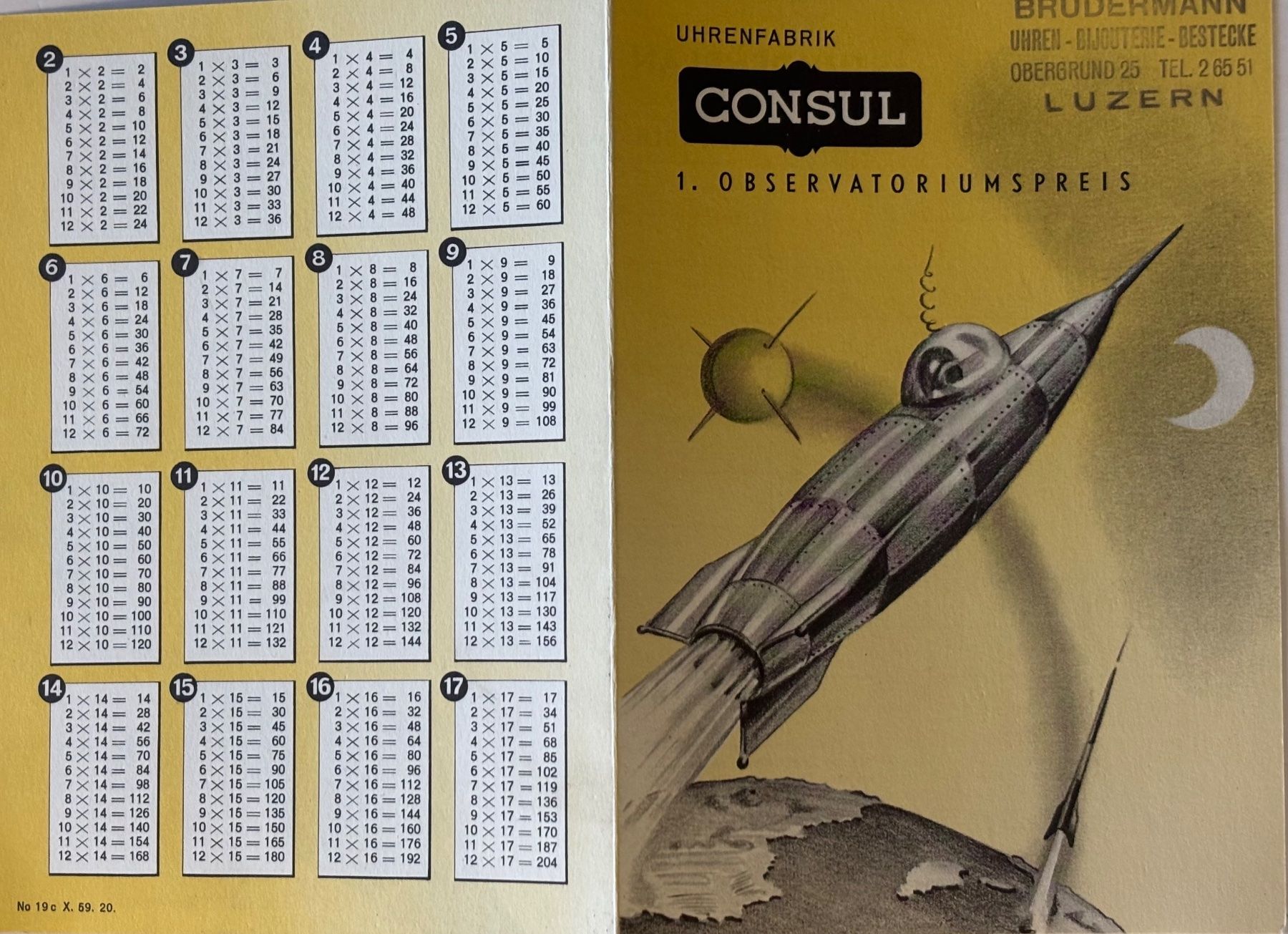 Cartoline postali: Luzern, Uhrenfabrik Consul, Observatoriumspreis, Stundenplan – Usato da Frauenfeld venduto da Merk52 1