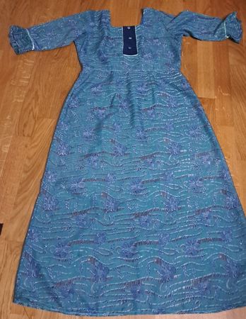 Maxi Dress Blue Floral Pattern Acceptable Condition