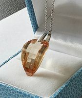 Edler Silber 925 Anhänger mit Champagner Bernstein -Neu