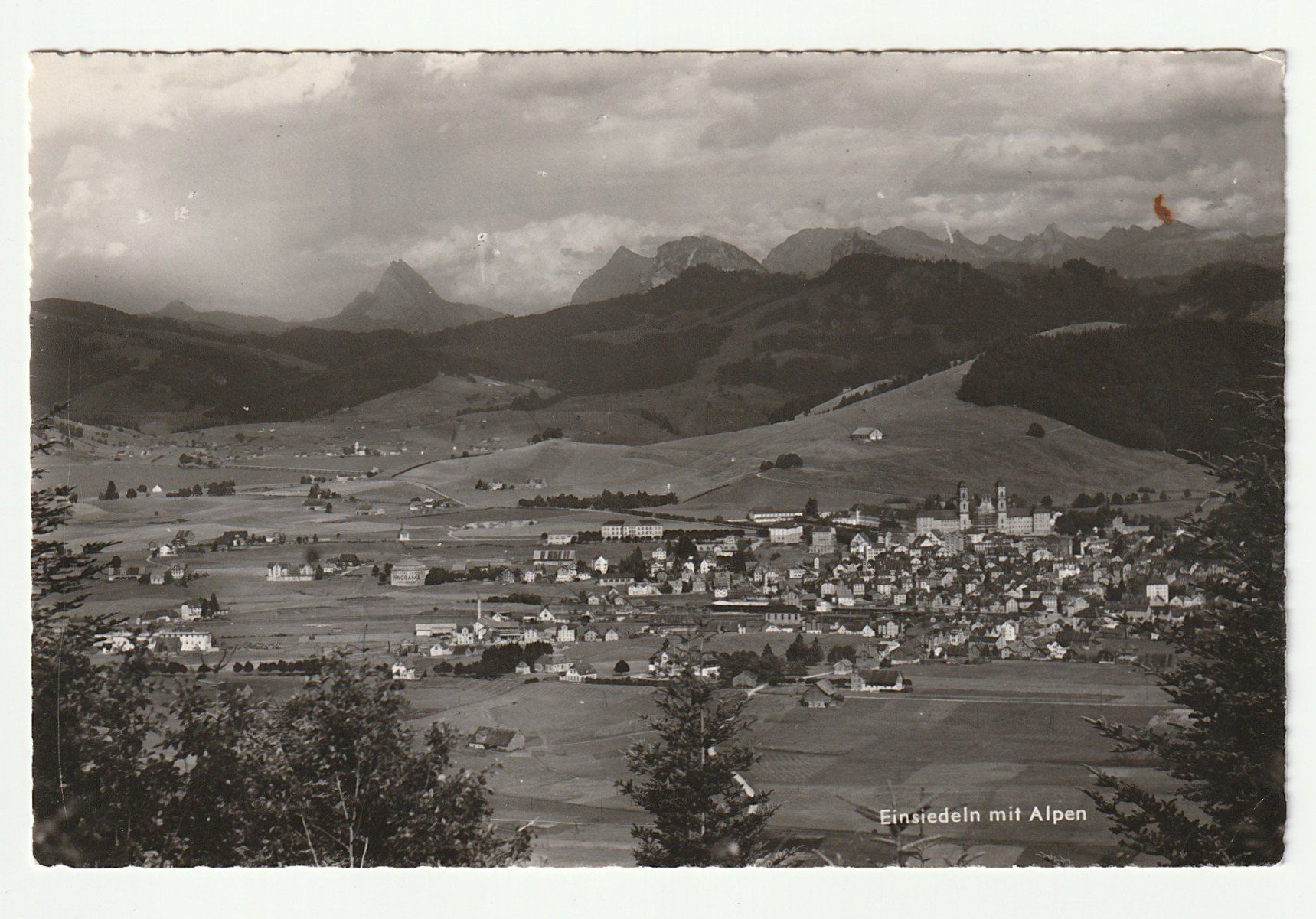 Ansichtskarten: Ansichtskarte Einsiedeln mit Alpen 29.11.1949 – Gebraucht aus St. Gallen von Ricardo_Deals