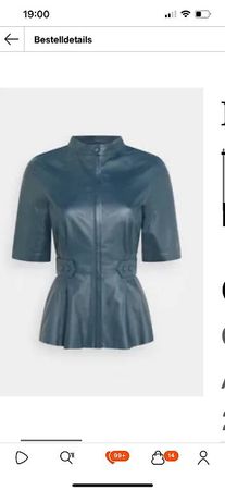 Lederbluse blau / petrol NEU mit Etikett Gr. 36