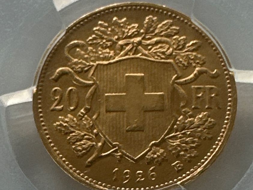 Tutti le monete: 1926B, Vreneli 20Fr, G20F, MS65 – Usato da Erlach venduto da gubbe1