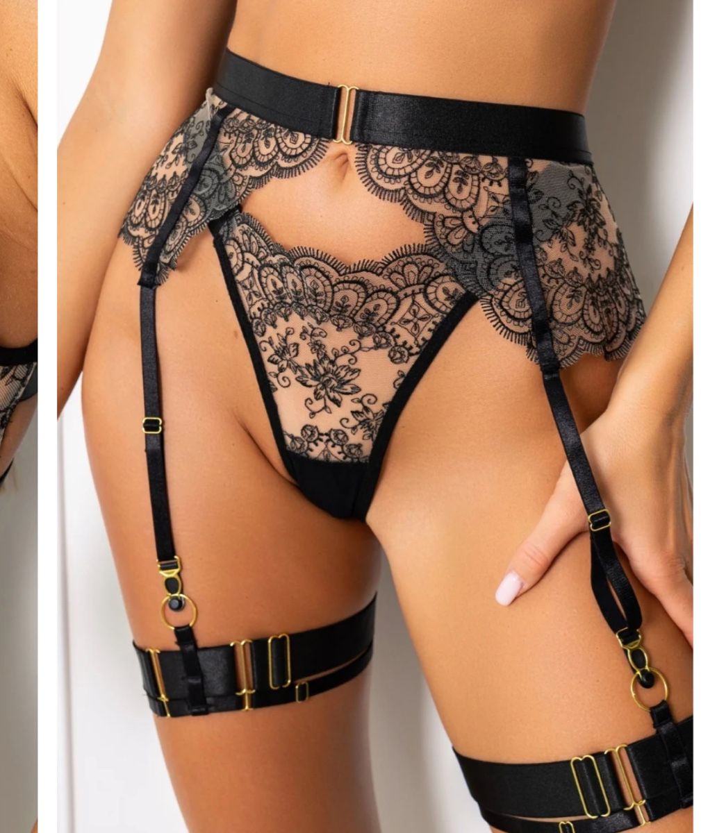 Altra biancheria intima: Schwarzes Dessous-Set mit Spitze, Grösse L-NEU! – Nuovo e nell'imballaggio originale da Güttingen venduto da Annuschka17 4