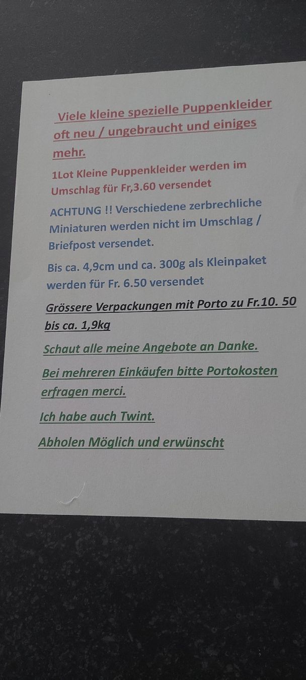 Bambole: Puppenkleidchen neu – Nuovo (secondo la descrizione) da Muri AG venduto da nindo1 1
