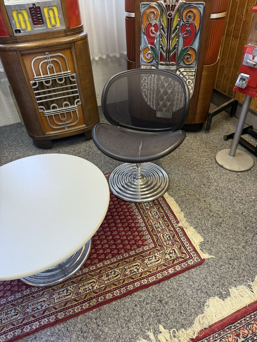 Set di tavolo e panche: Design Stühle mit Tisch Herbert Ohl – Usato da bern venduto da Seeburg