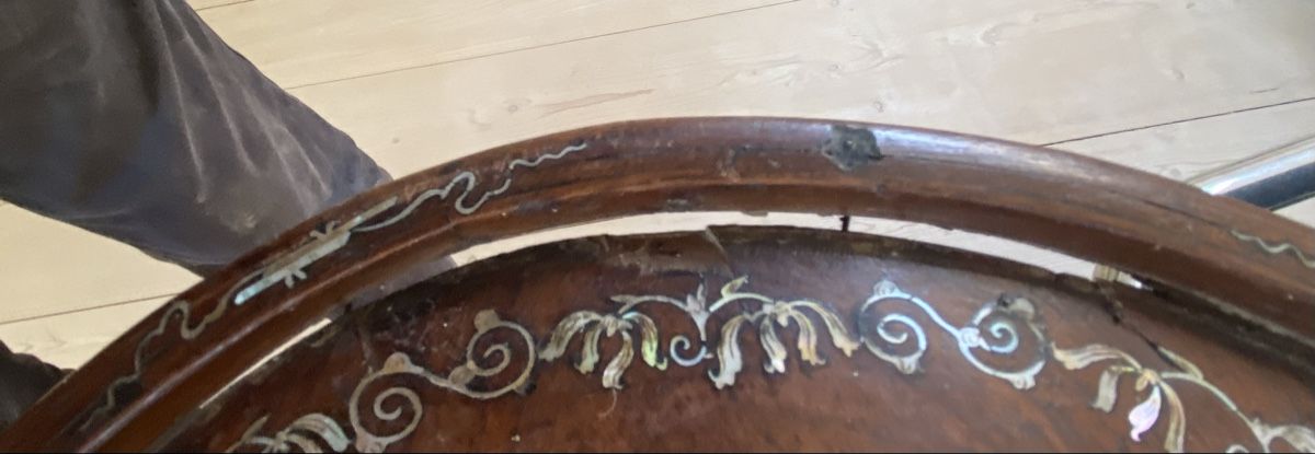 Articoli in legno: Ovale Holztafel mit Perlmutt-Intarsien – Usato da Kirchlindach venduto da Ovalix 5