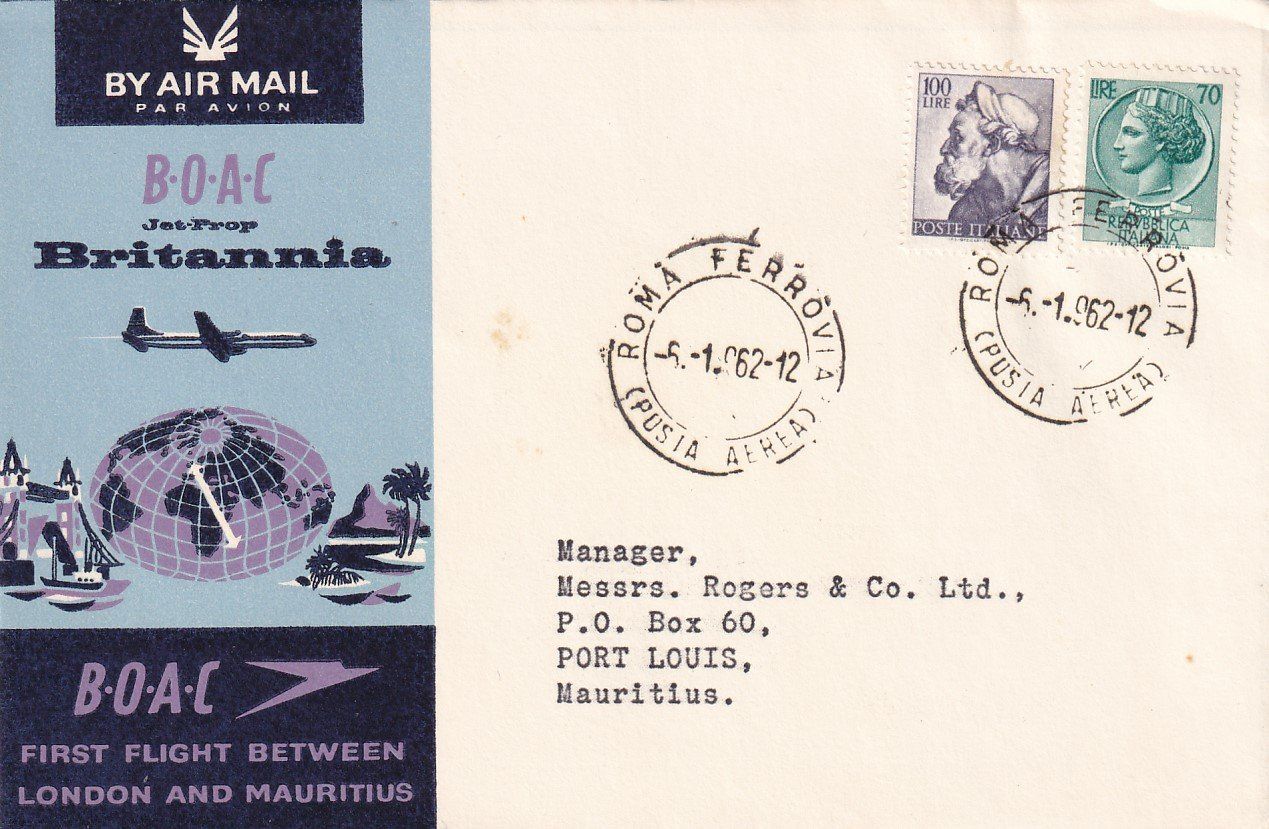 Tous les timbres: Erstflug  BOAC Rom - Mauritius 1962 – D'occasion à Baar par Asmara111