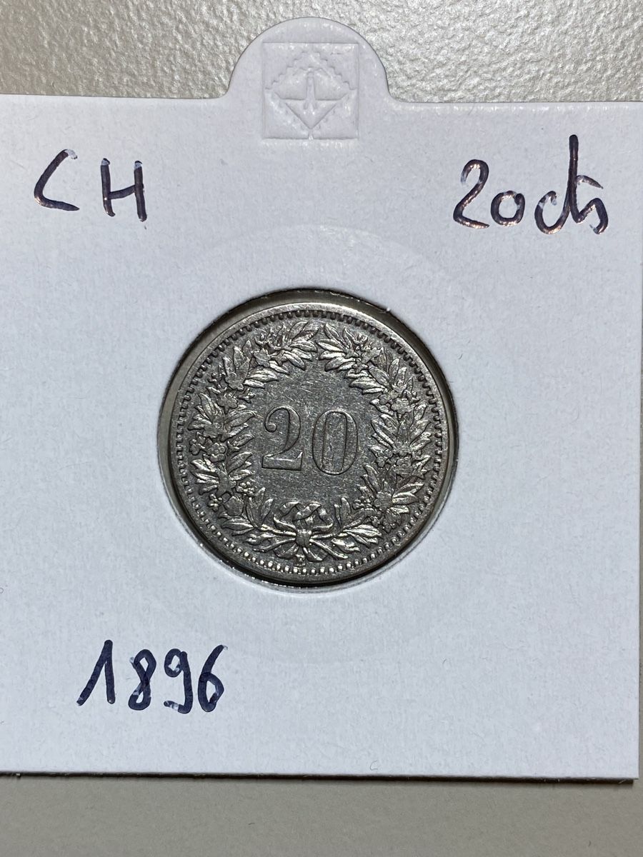 Tutti le monete: CH - 20 centimes - 1896 – Usato da Payerne venduto da Mike1682