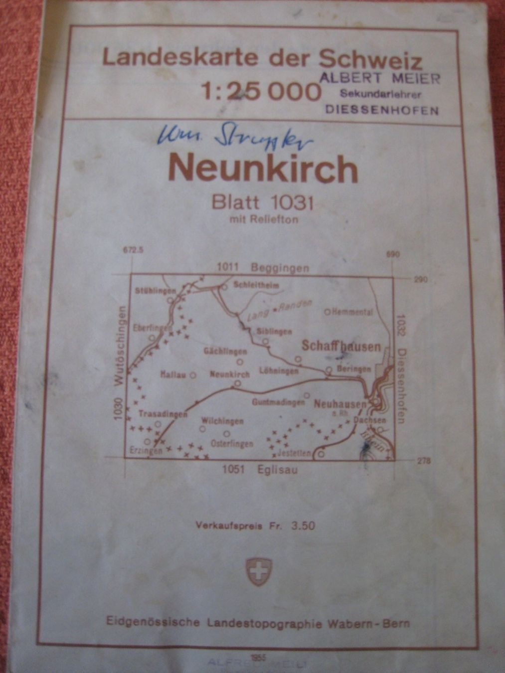 Landkarten & Atlanten: Landeskarte der Schweiz Neunkirch – Gebraucht aus Lohn-Ammannsegg von elch_55