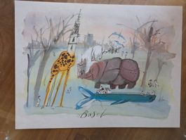 Aquarellierte Federzeichnung Zeichnung Christoph Gloor Basel