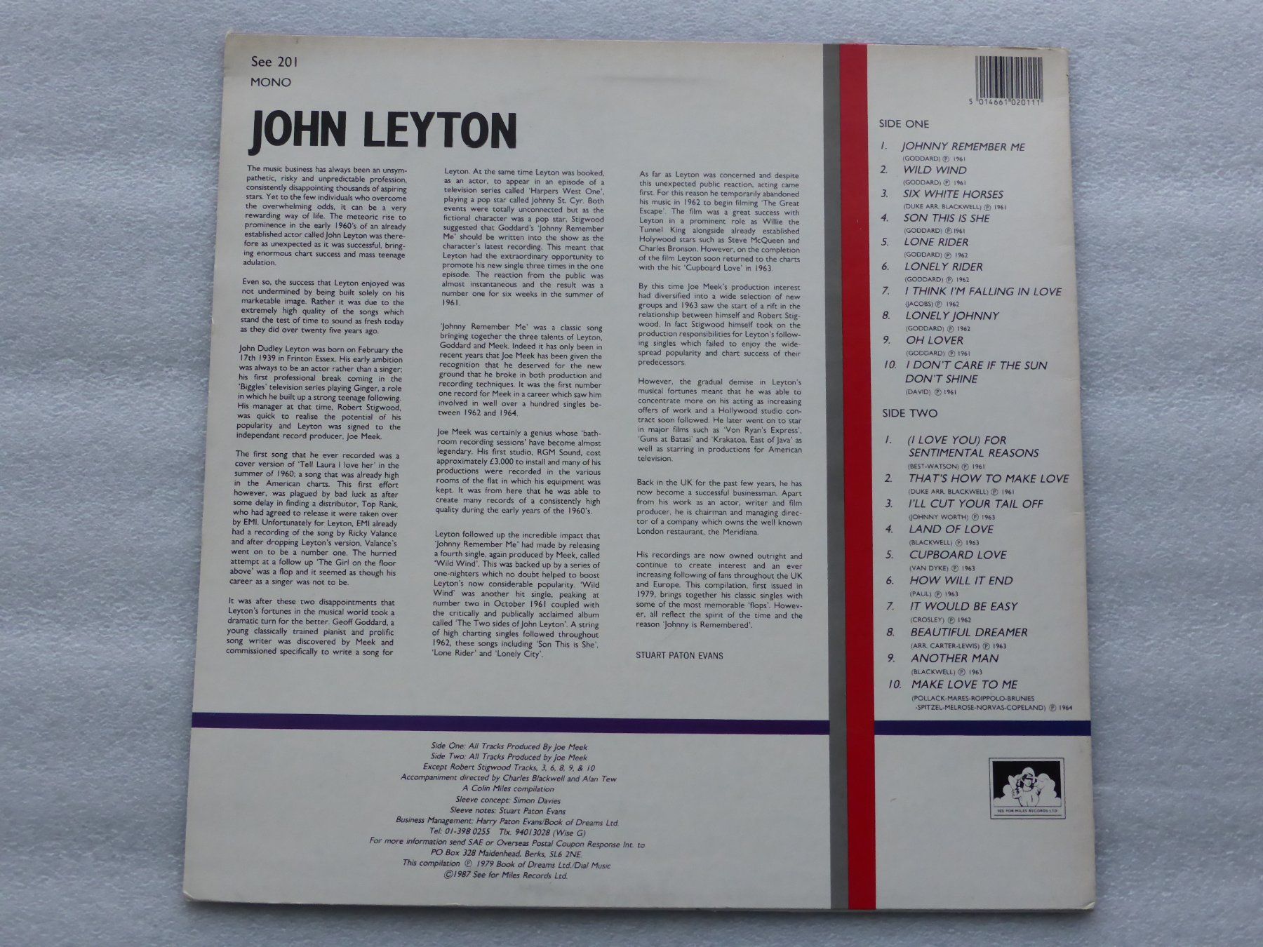 Vinyles: VINYL  LP  JOHN LEYTON – D'occasion à Küssnacht am Rigi par Sunnestrahl 3