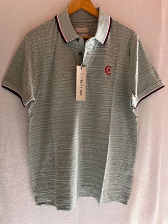 Poloshirt, CERRUTI 1881, Grösse L, Hellgrün mit Streifen