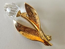 Swarovski Brosche mit Blume Tulpe Vintage