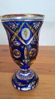 Für Sammler Jugendstil Glaspokal , Kobaltblau ,Emailrosen