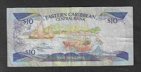 Banconote: Est. Caribbean   10  Dollars  Gebraucht – Usato da Gordola venduto da coinsandnotes 1