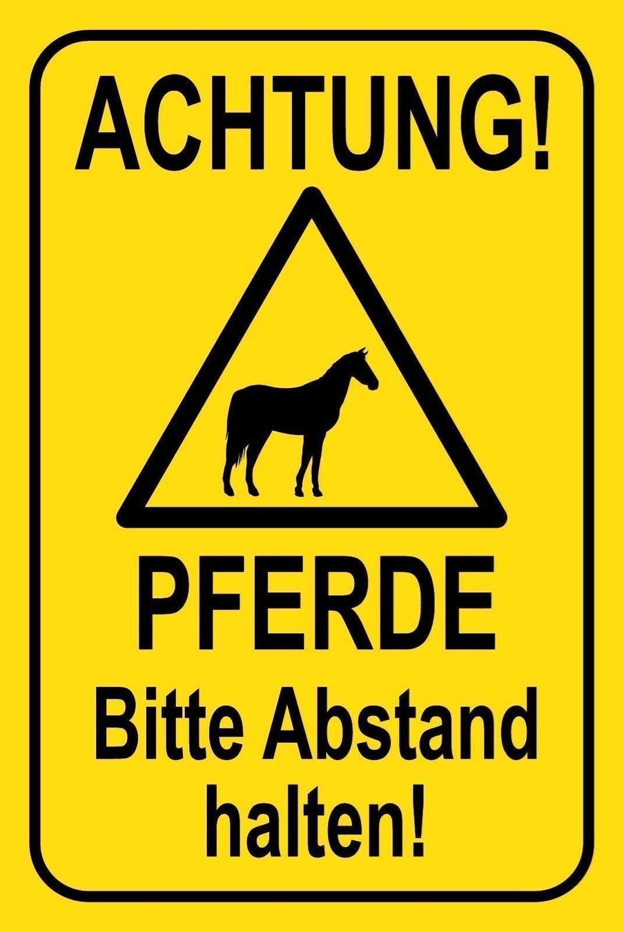 Schilder: Blechschild-ACHTUNG PFERDE-ABSTAND HALTE – Neu und originalverpackt aus Rupperswil von big-one-sale