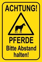 Blechschild-ACHTUNG PFERDE-ABSTAND HALTE