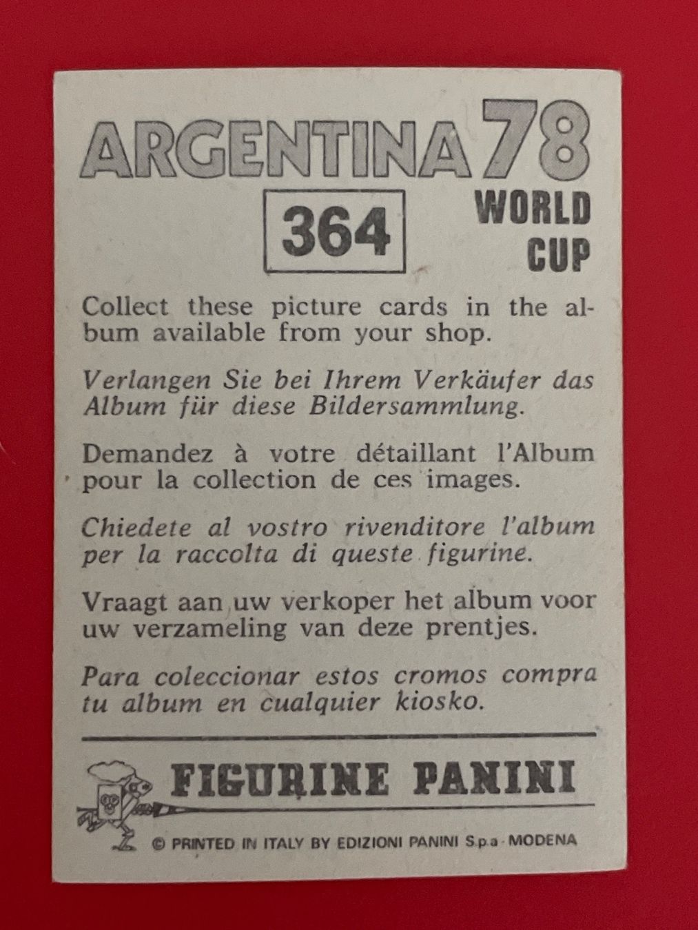 Panini Carte collezionabili: Panini 1978 Rene Botteron – Usato da Grüningen venduto da Peterpan99 1