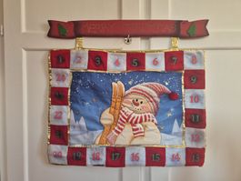 Adventskalender Stoff Schneemann zum Aufhängen 
