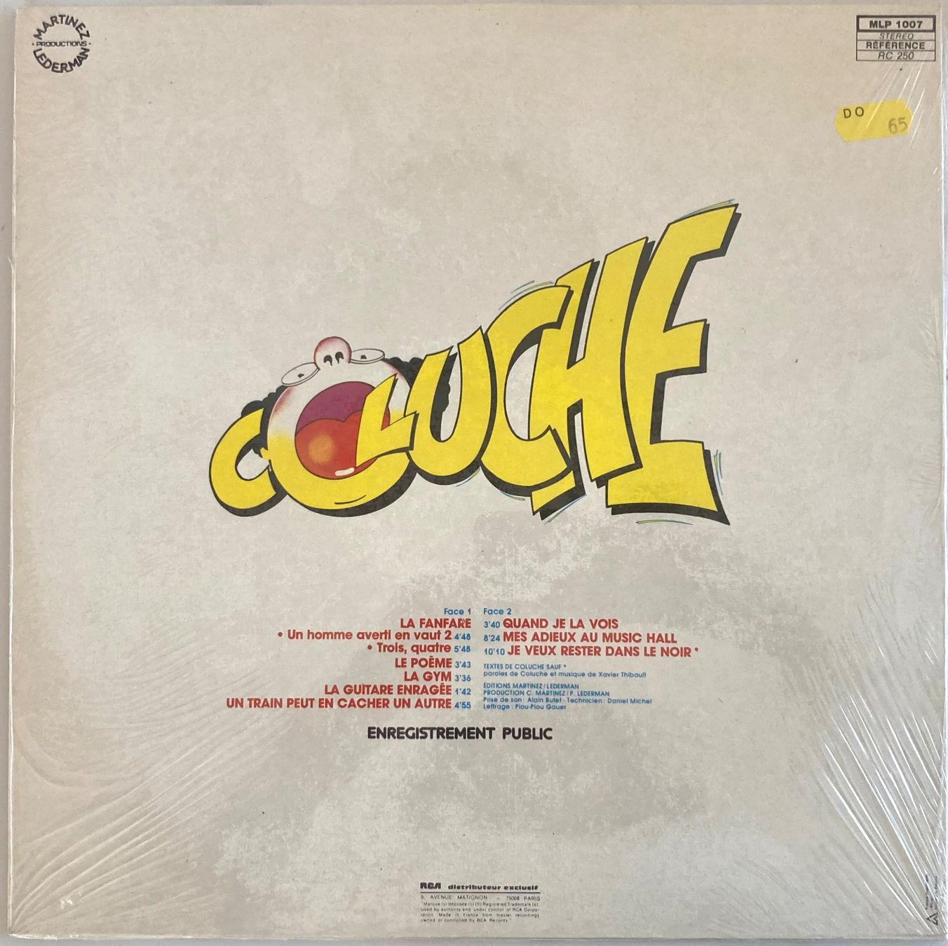 Dischi in vinile: COLUCHE - .....ADIEU, ME REVOILÀ – Usato da Poliez-Pittet venduto da Newtown-Records 1