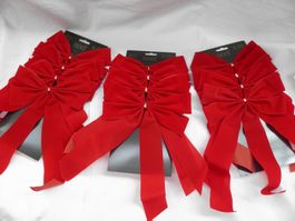 3 Stück 4er Sets rote Deko Maschen für Weihnachten