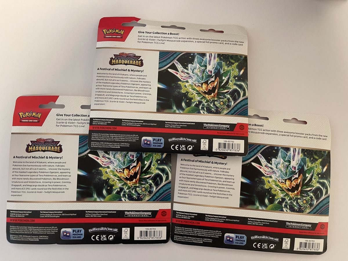 Pokémon Carte collezionabili: 3x Twilight Masquerade 3-Pack Blister EN – Nuovo e nell'imballaggio originale da Zürich venduto da AndyWins 1