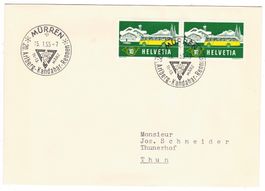 lettre avec cachet S372 de Mürren pour Thun le 15.I.55