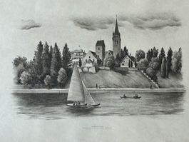 ✏️ Original Lithographie von E. E. Schlatter: "Romanshorn" ❗