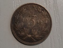 SILBER / 3 Pence / South African Republic / 1893