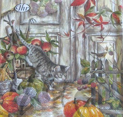 Tovaglioli: Serviette hunting cat 25 x 25cm (d323) 2Stk. – Nuovo (secondo la descrizione) da Schlatt TG venduto da kreativ-atelier