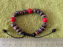 Tibetisches Gebets-Armband mit Intarsien Ca. 21 Gramm