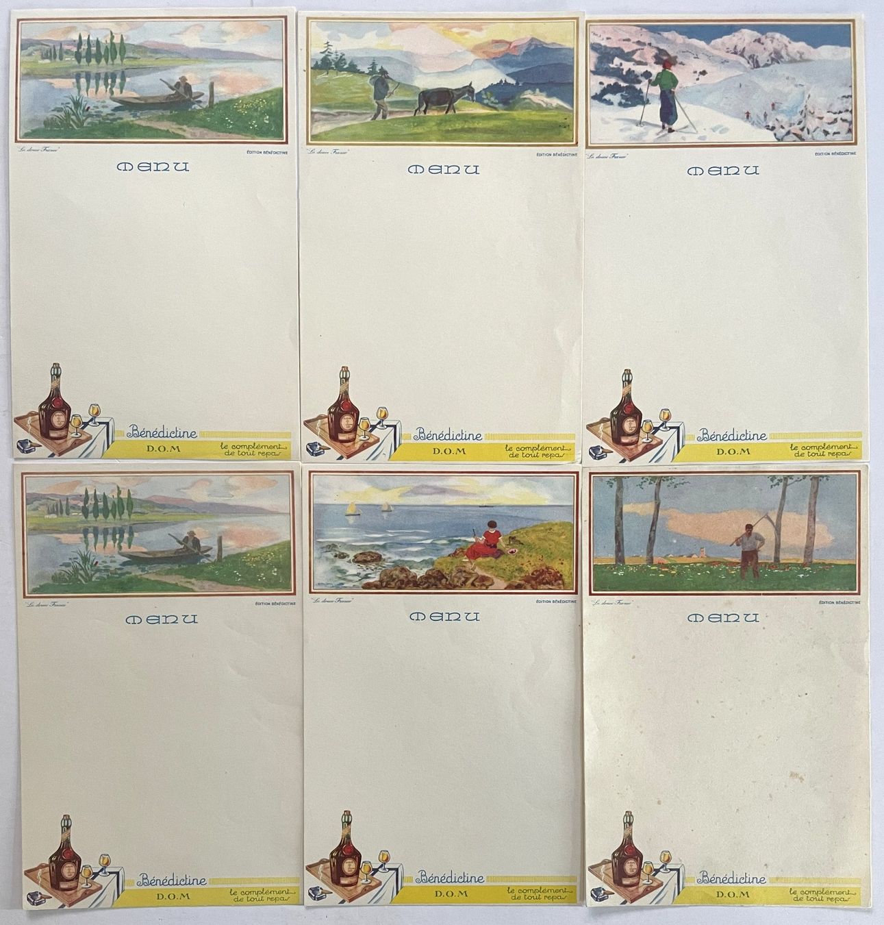 Grafica & Litografie: Bénédictine - Serie von 6 alte Menukarten – Usato da Savagnier venduto da Ne2065