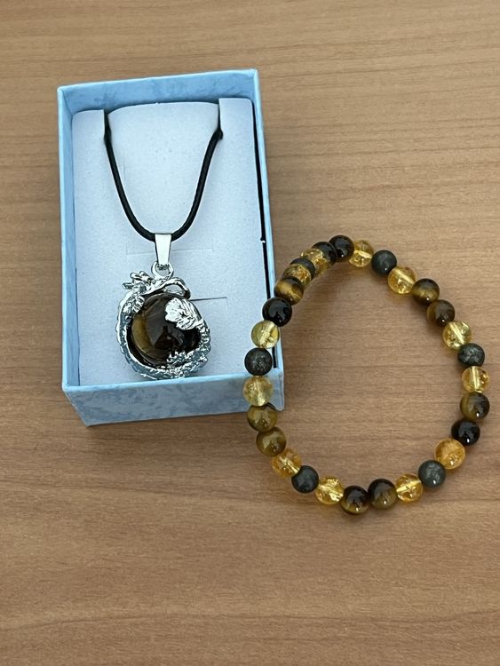 Pendentif Dragon <br> Oeil de Tigre