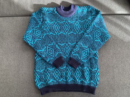 Pull Laine Vintage Bleu Turquoise Taille S/M
