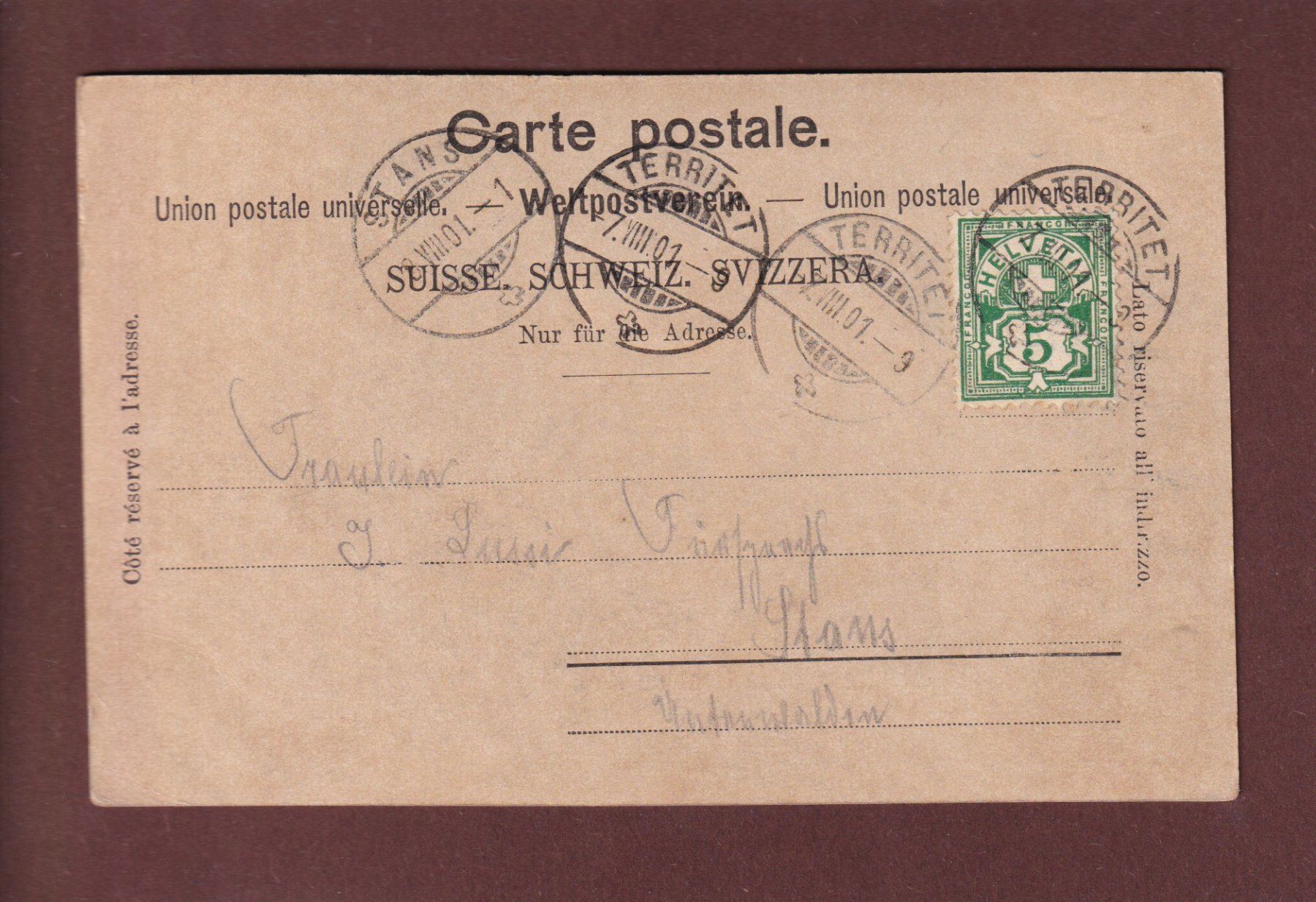 Cartoline postali: MONTREUX - Dents du Midi - 1901 – Usato da Pully venduto da nicecards 1