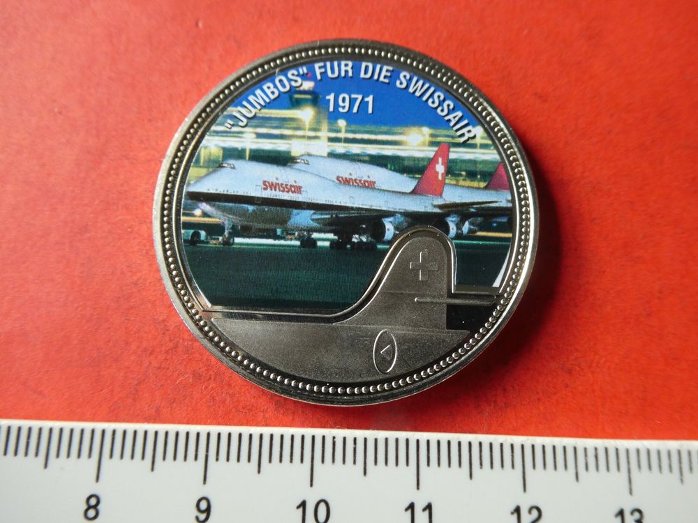 versilberte Farb-Medaille PP, Jumbos für die Swissair 1971 1