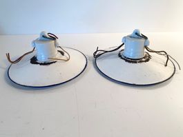 Zwei Emaille Lampen Schirme Industrielampen Kellerlampe