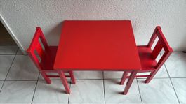 Kindertisch mit Stühlen, Rot, Holz, Ikea