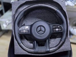 MERCEDES LENKRAD LEDER ORGINAL CARBON MATTSCHWARZ