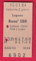 KARTON BILLETT, LUGANO - BASEL SBB, 2.KLASSE, EINFACH