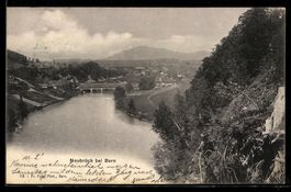 AK Neubrück bei Bern, Flusspartie mit Brücke