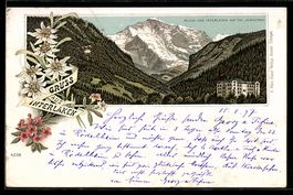 Litho Interlaken, Blick von Interlaken a