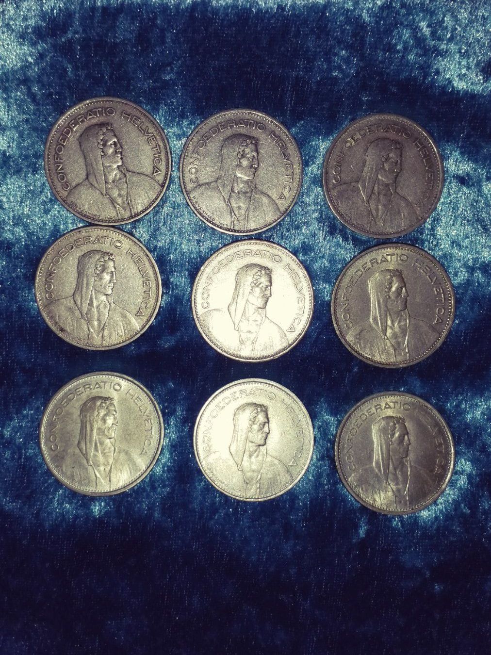 Tutti le monete: CH, 9 x 5 Fr.  in Silber/en Argent/ in Argento – Usato da Gordola venduto da ale_5wbc
