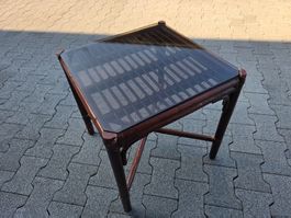 Beistell Tisch Holz Rauch Glas -Elinor Mc Guire Hans Kaufeld