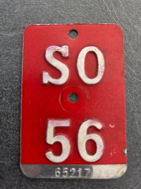 Sachs Schilder: Velonummer SO 56 plaque Velo – Gebraucht aus Schenkon von Uhu007