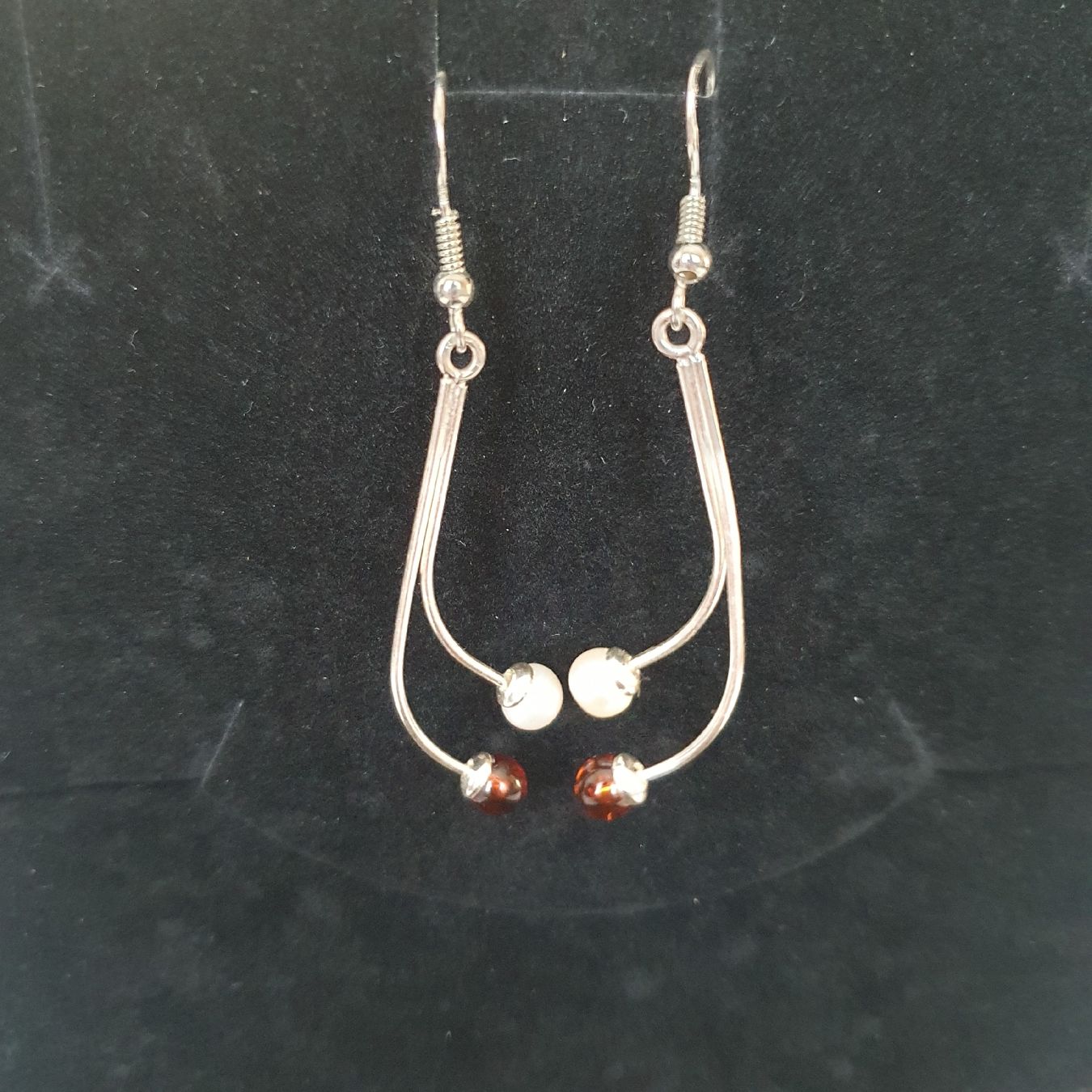 Orecchini pendenti & Orecchini a lobo: Elegante 925 Silber Ohrringe mit Amber & Perle – Nuovo (secondo la descrizione) da Kreuzlingen venduto da Wunderkiste123 8