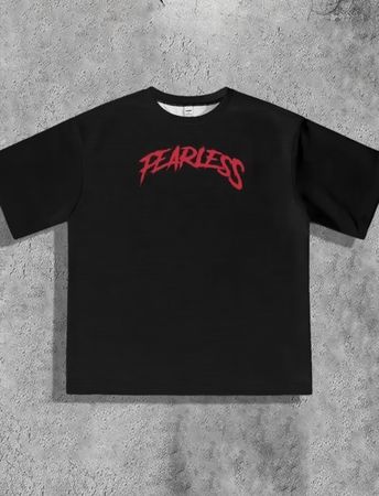 T-shirt noir "FEARLESS" style streetwear, 