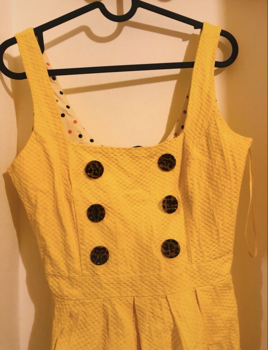 Kleider: Yellow short cotton dress with leopard buttons – Neu (gemäss Beschreibung) aus Kloten von jan_xn8f 1