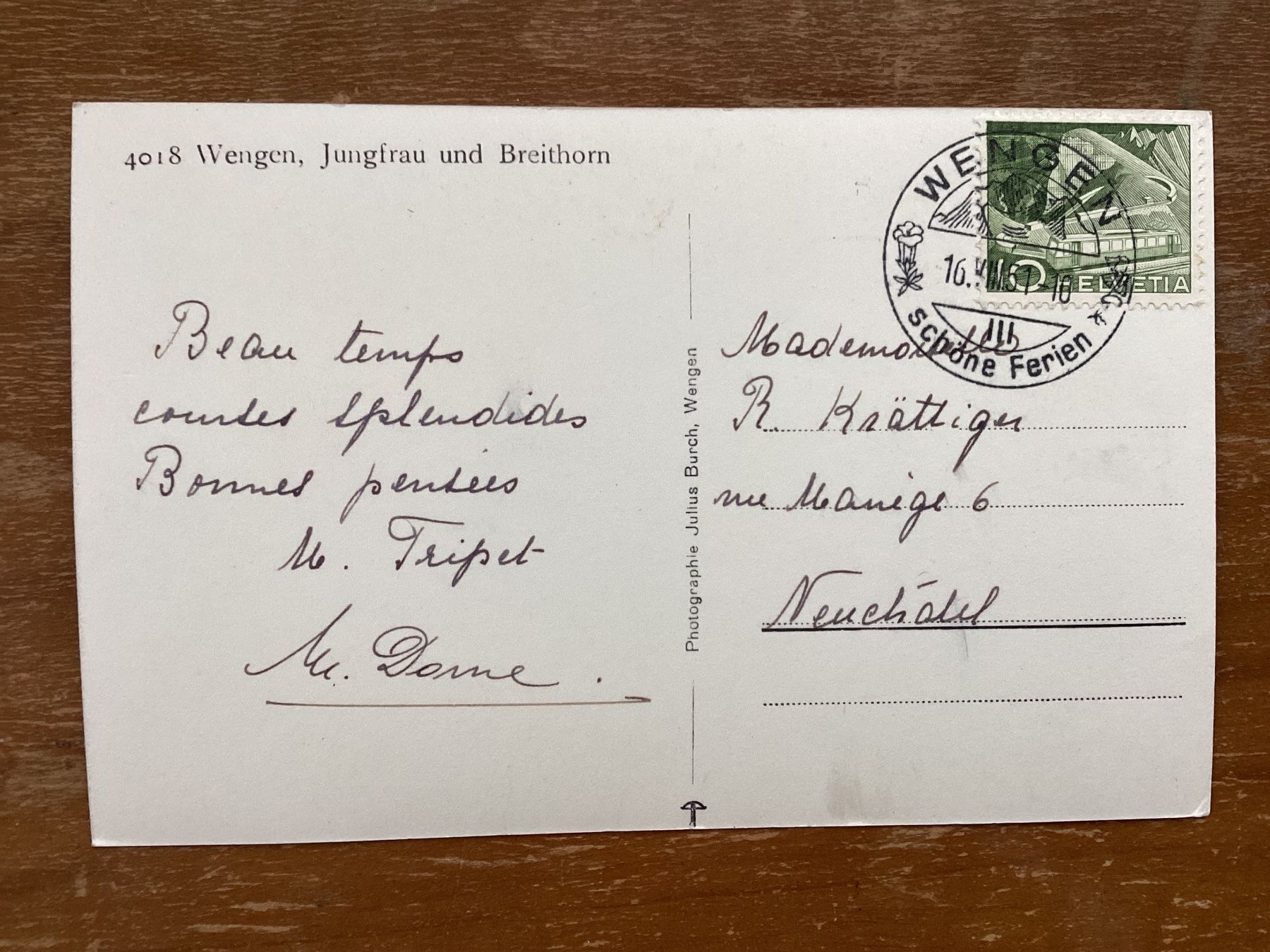 Ansichtskarten: AK Wengen 1961 – Gebraucht aus Zürich von tol_b7c7 1