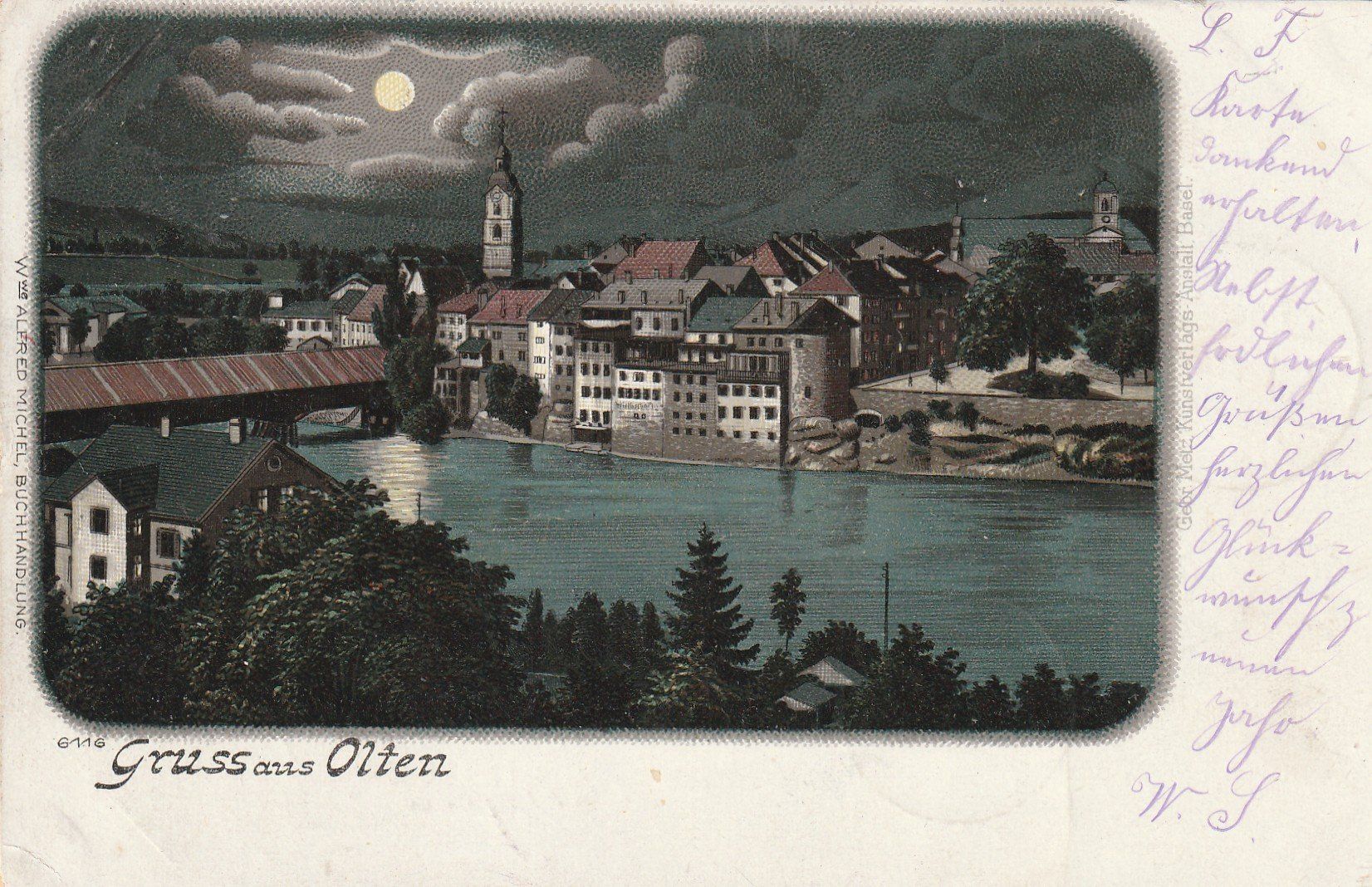 Cartoline postali: Olten Mondschein-Litho – Usato da Rorschacherberg venduto da fratovi2